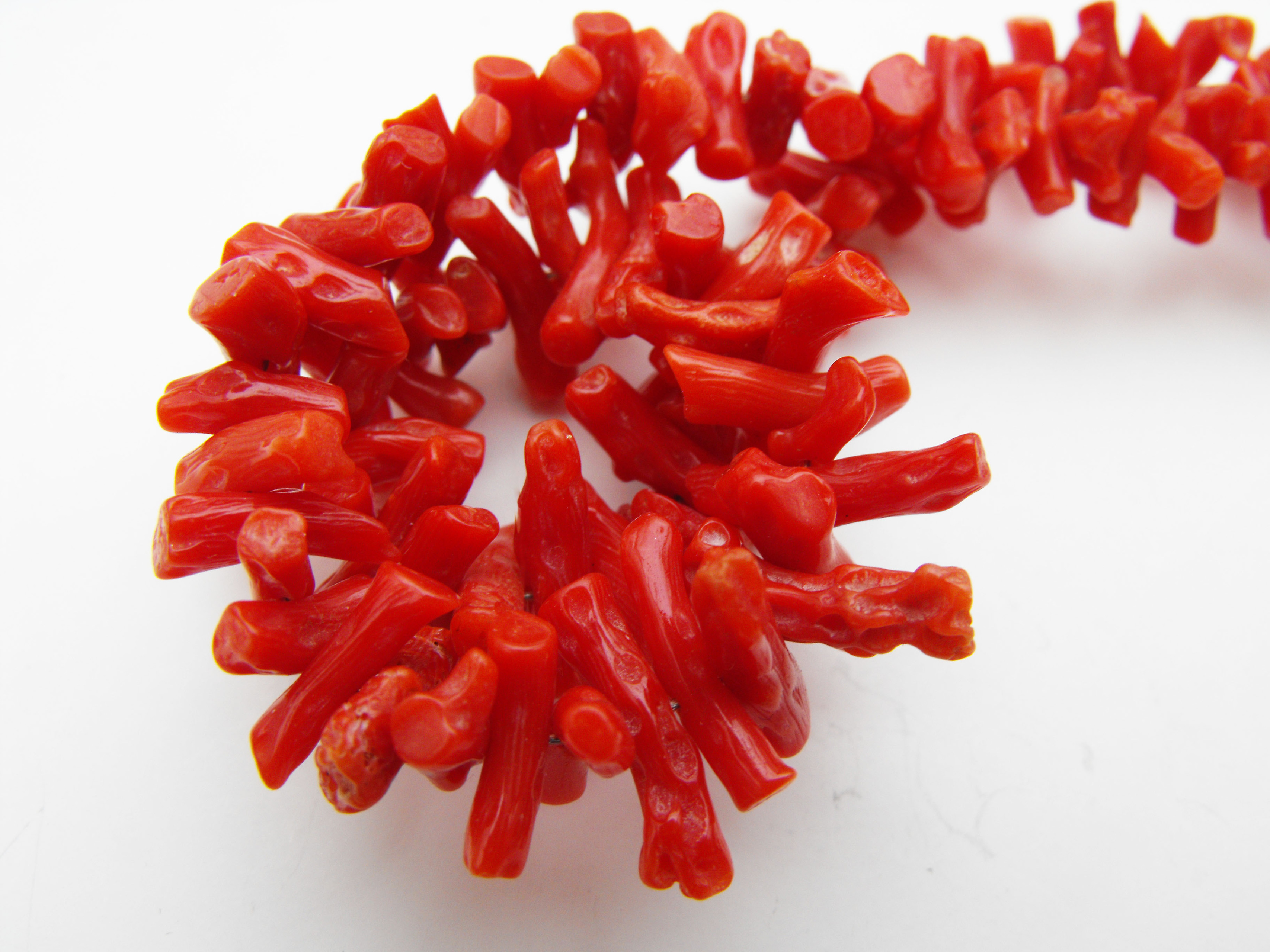 Undyed Red Branch Coral & Sterling Necklace 16