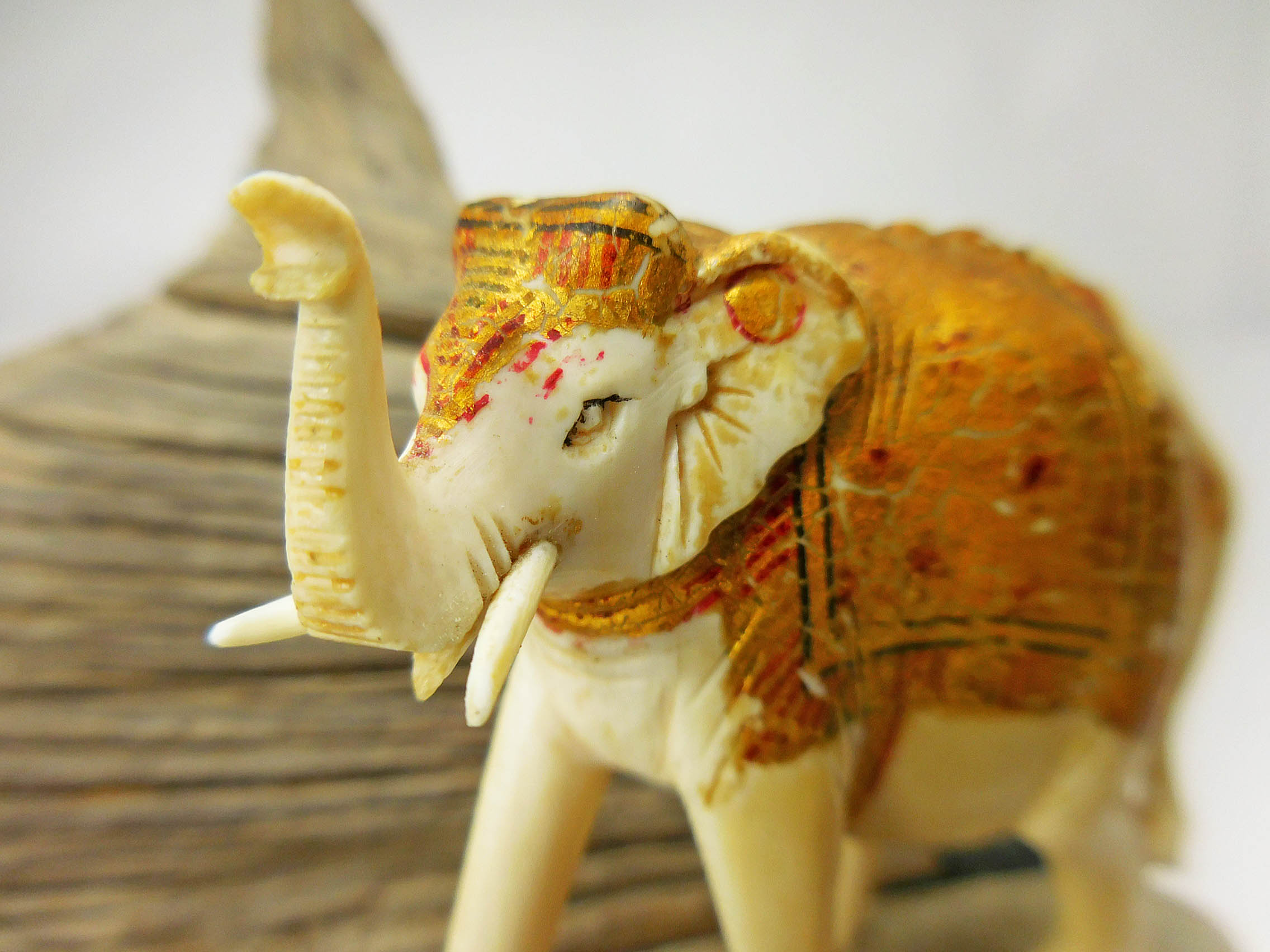 Hand Carved Antique Ivory Asian Indian Elephant Figurine