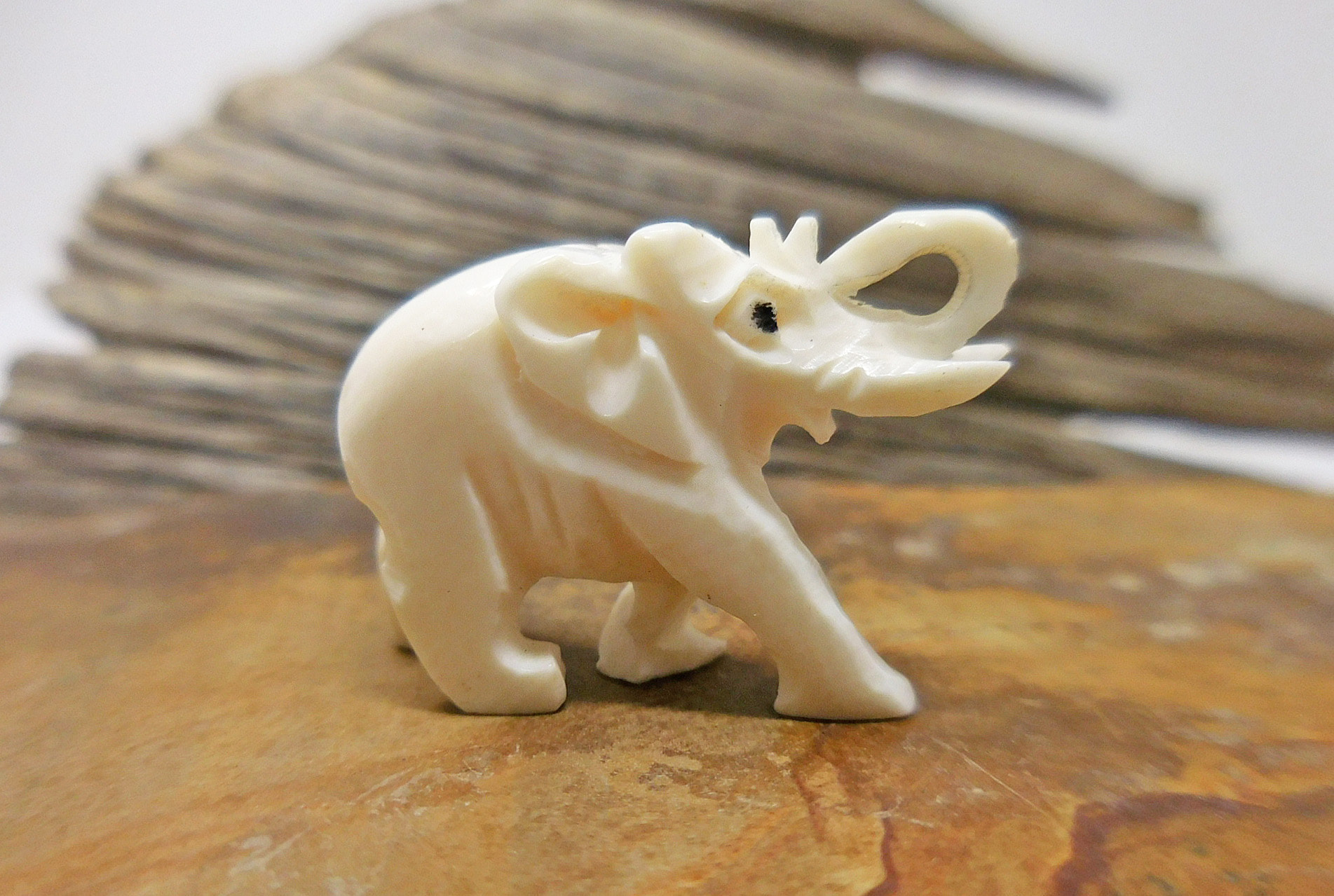 Hand Carved Pre Ban Ivory Mini Elephant Figurine